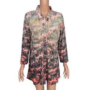 Parsley & Sage Floral Tropical Print Ombré boho blouse tunic NWOT Size M.